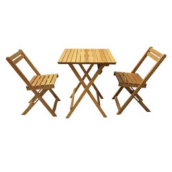 Set table + 2 chaises bois acacia