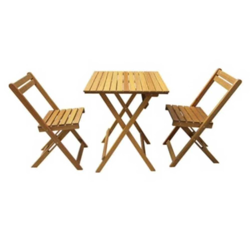 Set table + 2 chaises bois acacia