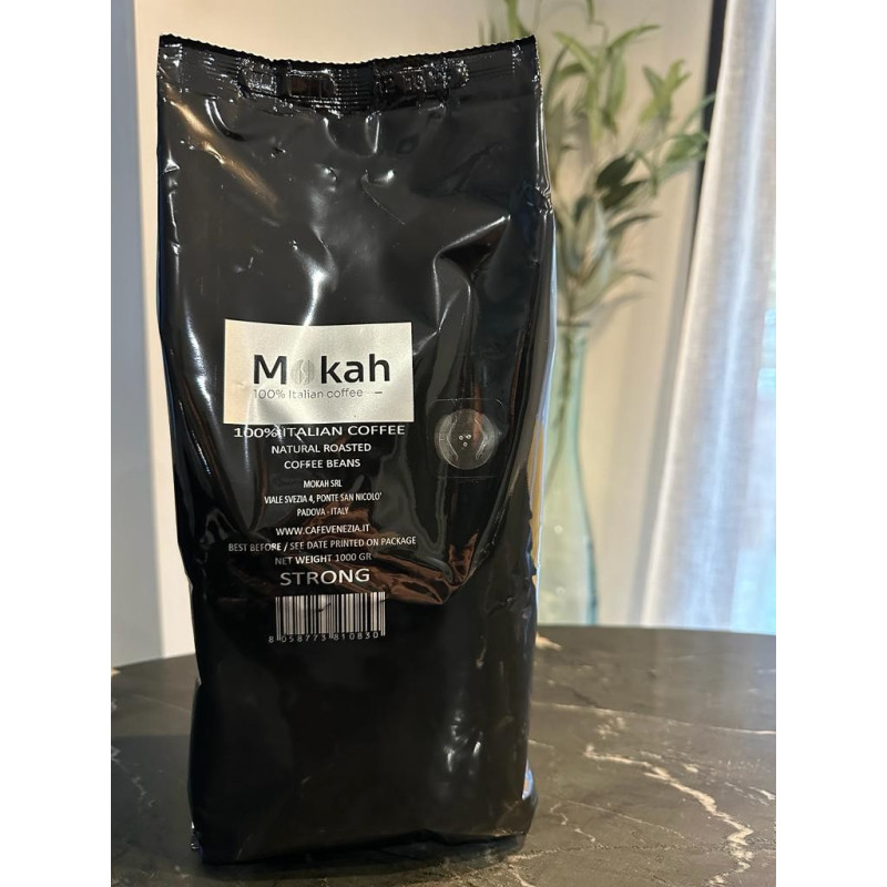 Mokah 100% Italian Coffee - 1kg -  Natural roasted Coffee  Beans STRONG