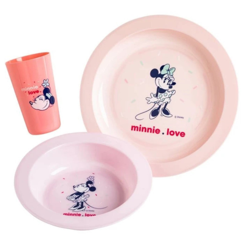 DISNEY Minnie Coffret repas 3 pièces : assiettes, bol et gobelet