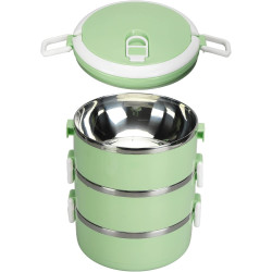 Boîte à lunch bento portable en acier inoxydable 304 à trois couches vert