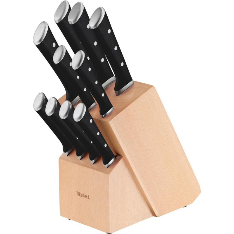 Tefal Set 10 pièces, Bloc couteaux universel en bois + 10 couteaux de cuisine