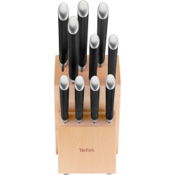 Tefal Set 10 pièces, Bloc couteaux universel en bois + 10 couteaux de cuisine