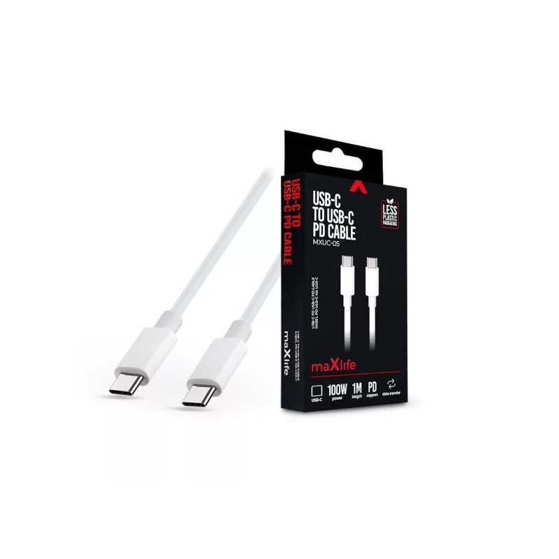 MAXLIFE TYPE-C - CÂBLE DE DONNÉES ET DE CHARGE TYPE-C AVEC CÂBLE DE 1 M BLANC