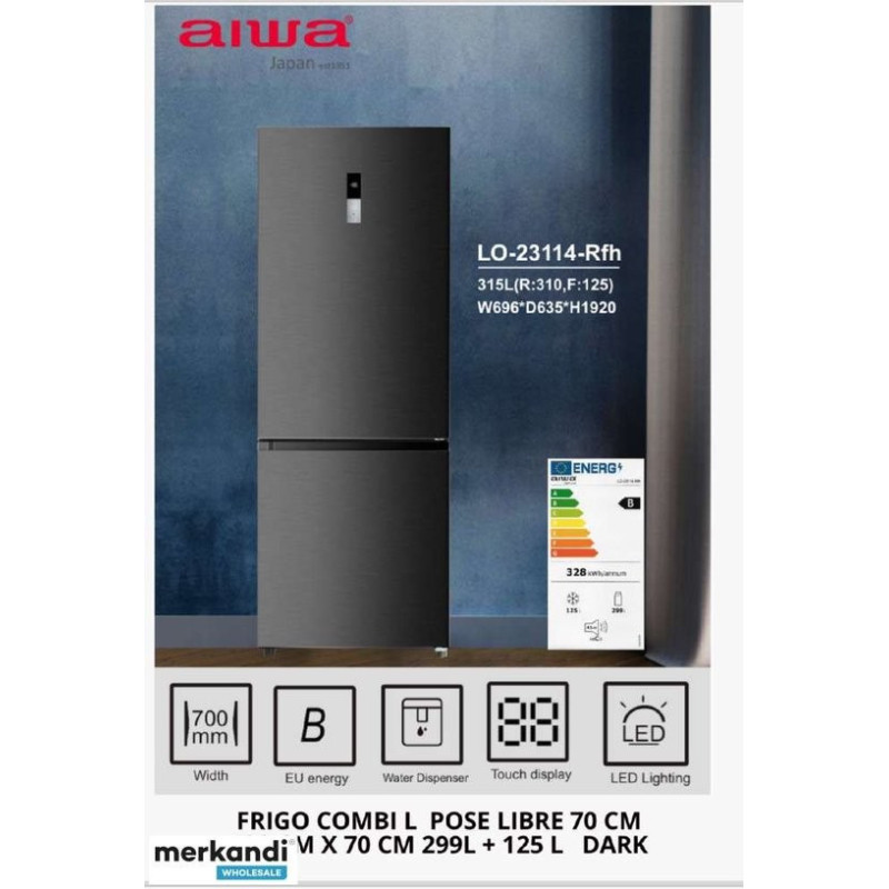 AIWA réfrigérateur-congélateur combiné 192x70 424 L