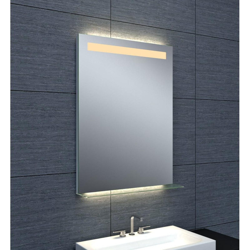 Miroir Alterna Dubai éclairage LED avec tablette en verre 60 x hauteur 80 cm