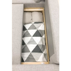 ELROY Canapé d'angle réversible 3-4 places - Tissu gris et bleu - L231 x H85 x P154 cm