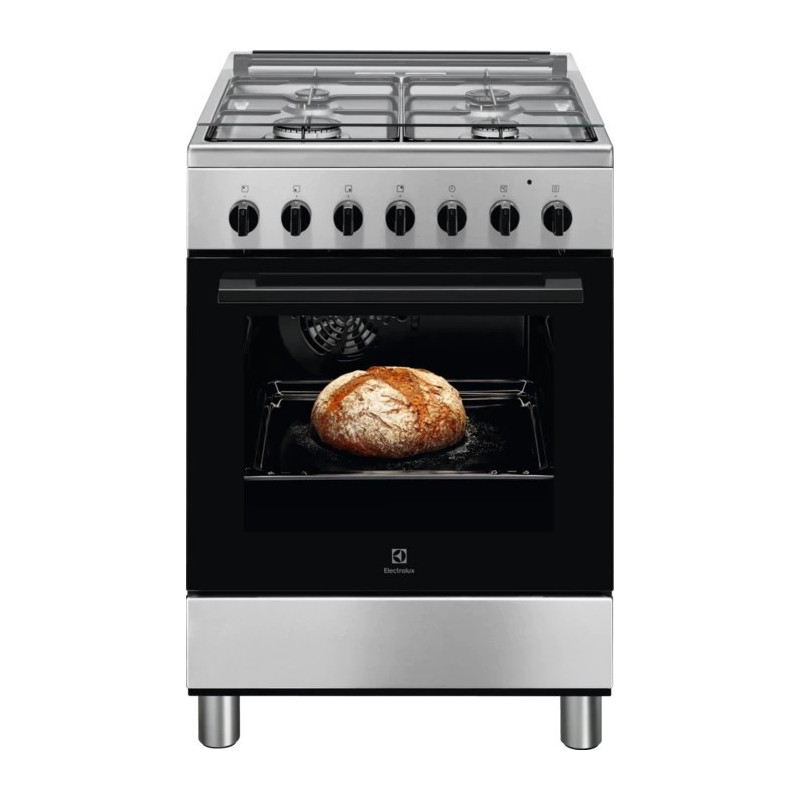 Electrolux Approche cuisine 60 cm - 4 feux gaz + 1 four électrique - inox anti-empreintes digitales