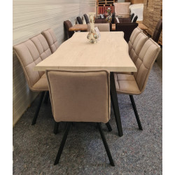 Table a manger - Table bois et 8 Chaises Beige