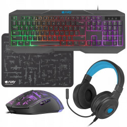 FURY THUNDERSTREAK 3.0 - 4EN1 - CLAVIER + SOURIS + TAPIS + CASQUE GAMER