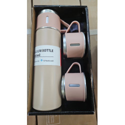 Bouteille Isotherme Coffret Cadeau, Gourde Isotherme Etanche Avec Tasse Et Couvercle, Mug Isotherme Cafe En Acier Inoxydable