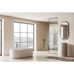 Miroir LED Oblong noir "Chicago" L. 40 x H. 80 cm