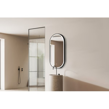 Miroir LED Oblong noir "Chicago" L. 40 x H. 80 cm