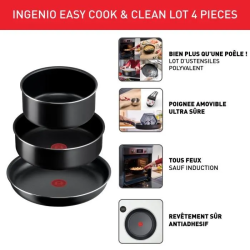 TEFAL INGENIO Easy Cook & Clean Lot 4 pièces, Poêle, Casserole, Non induction, Revêtement antiadhésif